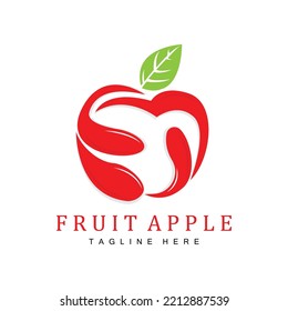 Fruit Apple Logo Design, Red Fruit Vector, With Abstract Style, Product Brand Label Illustration