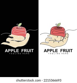 Fruit Apple Logo Design, Red Fruit Vector, With Abstract Style, Product Brand Label Illustration
