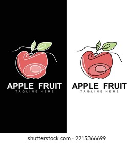 Diseño De Logotipo De Manzana De Frutas, Vector De Frutas Rojas, Con Estilo Abstracto, Ilustración De Etiquetas De Productos