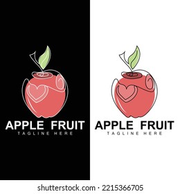 Diseño De Logotipo De Manzana De Frutas, Vector De Frutas Rojas, Con Estilo Abstracto, Ilustración De Etiquetas De Productos