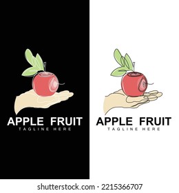 Fruit Apple Logo Design, Red Fruit Vector, With Abstract Style, Product Brand Label Illustration