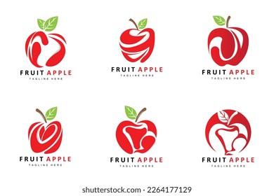 Fruit Apple Logo Design, Red Fruit Vector, With Abstract Style, Product Brand Label Illustration