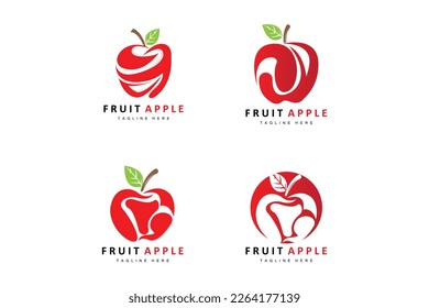 Fruit Apple Logo Design, Red Fruit Vector, With Abstract Style, Product Brand Label Illustration
