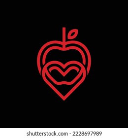 Diseño del logotipo de la línea de amor de Apple Fruit