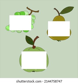 fruit apple pear grapes background greeting card green