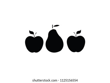 Fruit apple pear illustration black vector vitamin food