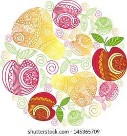 Fruit apple pear pattern vector illustration