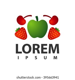 fruit apple strawberry cherry logo