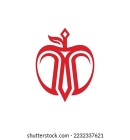 Fruit Apple Sword Logo Design