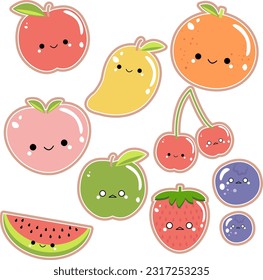 Fruit Apple Watermelon Mango Cherry Strawberry Blueberry Peach