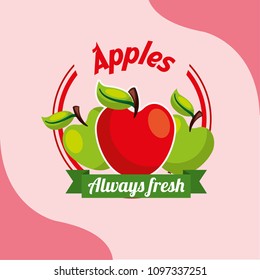 fruit apples always fresh emblem
