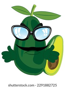 Fruit avocado cartoon on white background is insulated