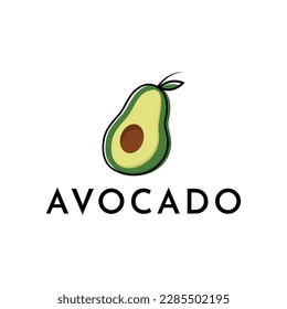 fruit avocado fresh lines art colorful logo design vector symbol icon illustration