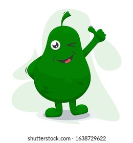 fruit avocado mascot cartoon vector