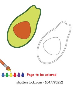 Fruit avocado slice to be colored, the coloring book for preschool kids with easy educational gaming level.
