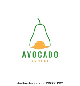 fruit avocado with sunset  logo design