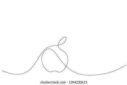 Fruit background with apple line drawing vector illustration