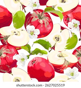 Fruit background, apple seamless pattern
