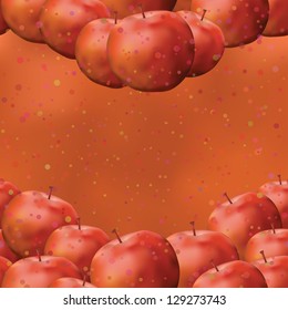 Fruit background with apples on orange, seamless pattern for design. Eps10, contains transparencies. Vector