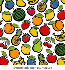Fruit background. Collection of fruits. Vector