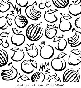 Fruit background. Collection of fruits. Vector