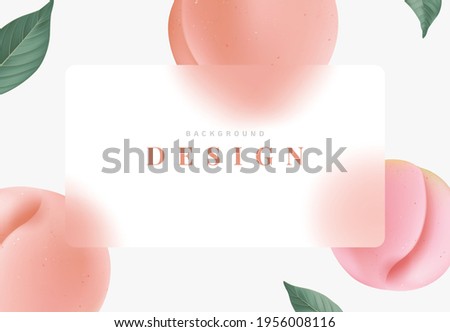Fruit background design, fresh peaches with leaves