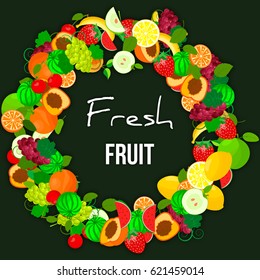 Fruit  background. Fresh natural food.   Vector illustration 