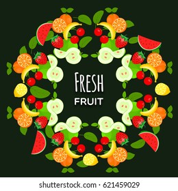 Fruit  background. Fresh natural food.   Vector illustration 