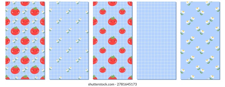 Fruit background illustration with vector pattern seamless for cherry. Tomato prints plus cute design organic and whimsical. Gingham in harvest red through kitchen fabric and summer.