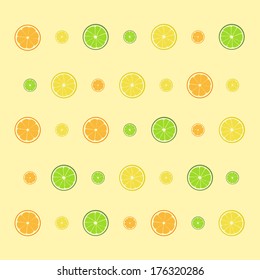 Fruit background - lime, orange and lemon