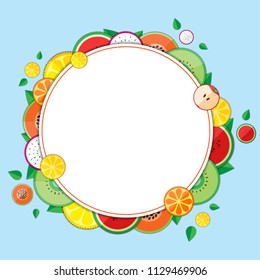 Fruit background on circular pattern