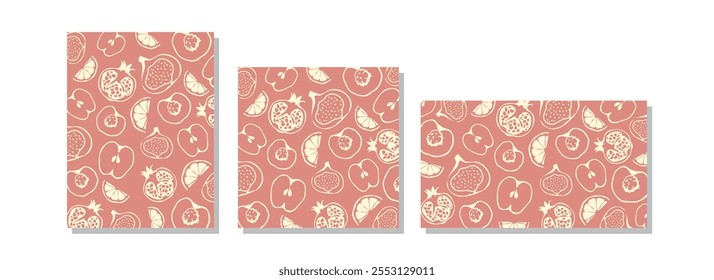 Conjunto de fondo de frutas, póster, cubierta, etiqueta, Anuncio, dibujo de diseño simple Vector decorativo Diseño gráfico ilustración para su diseño