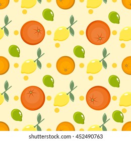 Fruit background. Summer bright background with lemon and orange.