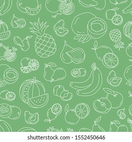 Fruit background - Vector seamless pattern of vegetarian food for graphic design