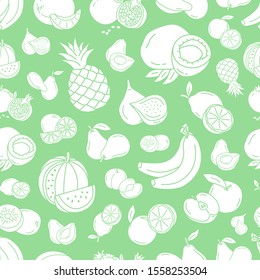 Fruit background - Vector seamless pattern solid silhouettes of vegetarian food for graphic design