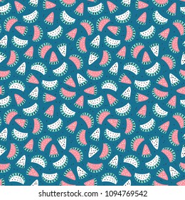 Fruit Background with Watermelons. Abstract Seamless Pattern with Watermelon Slices. Colorful Tropical Fruits Wallpaper. Healthy Summer Food Background