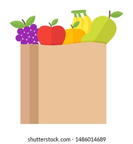 Fruit bag full of fruits vector icon Logo illustration and design.  A healthy food element.  Can be used for web and mobile development. Suitable for infographic
