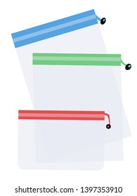 Fruit bags vector illustration. Not plastic bags for fruits. Set of three fruit bags.