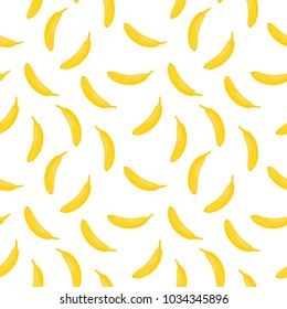 Fruit - banana in flat style. Vector seamless pattern, fruit isolated on white background. Colorful flat design illustration for web sites or printed materials