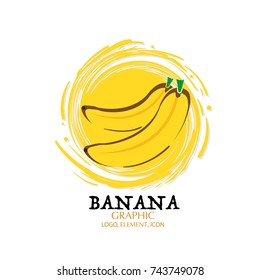 fruit banana graphic element design logo key visual water splash background 01