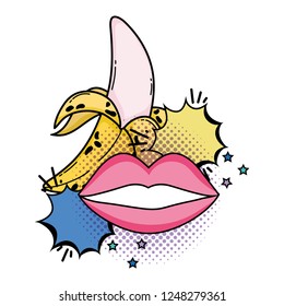 fruit banana with mouth woman pop art