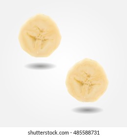 Fruit banana slice low and high resolution triangle mesh realistic vector eps10
