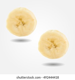 Fruit Banana Slice Low And High Resolution Triangle Mesh Realistic Vector Eps10