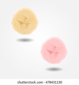 Fruit banana slice low resolution flat triangle polygon vector eps10