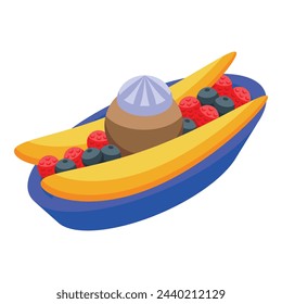 Fruit banana split icon isometric vector. Ice food. Summer creative