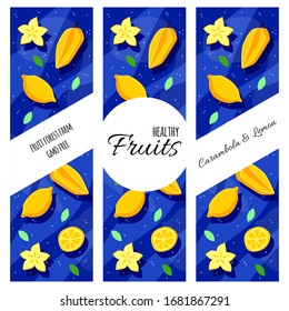 Fruit banner collection. Summer fruit banner set. Vector illustration