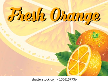 Fruit banner with orange illustration. Using for background flyer, poster and wallpaper