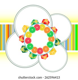 fruit banners with gift boxes, holiday card
