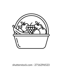 Cesta de frutas com frutas sortidas