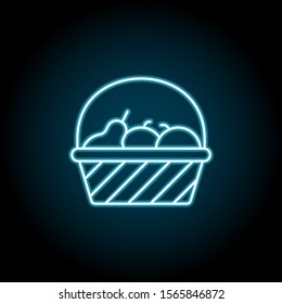 Fruit, basket blue neon icon. Simple thin line, outline vector of autumn icons for ui and ux, website or mobile application